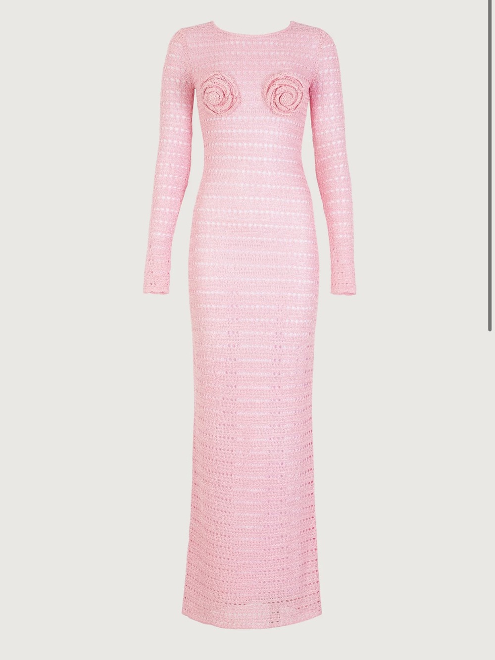 SAME Pink Crochet Long-Sleeve Maxi Dress